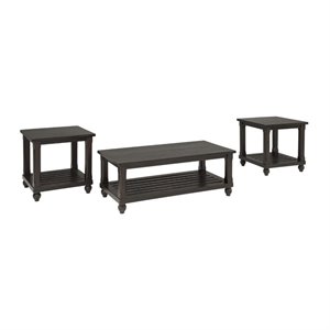ashley furniture mallacar 3 piece coffee table set in black