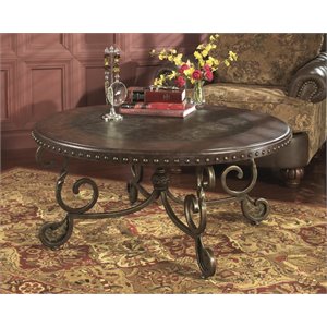 ashley furniture rafferty round coffee table in dark brown