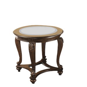 ashley furniture norcastle round end table in dark brown