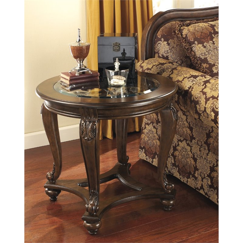 Ashley Furniture Norcastle Round End Table In Dark Brown T499 6