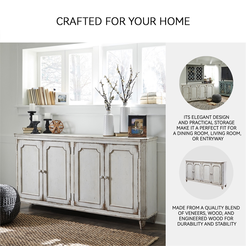 Ashley Furniture Mirimyn Engineered Wood Accent Cabinet in Antique White