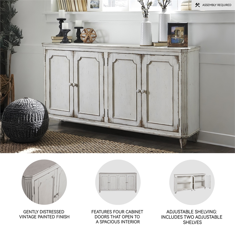 Ashley Furniture Mirimyn Engineered Wood Accent Cabinet in Antique White