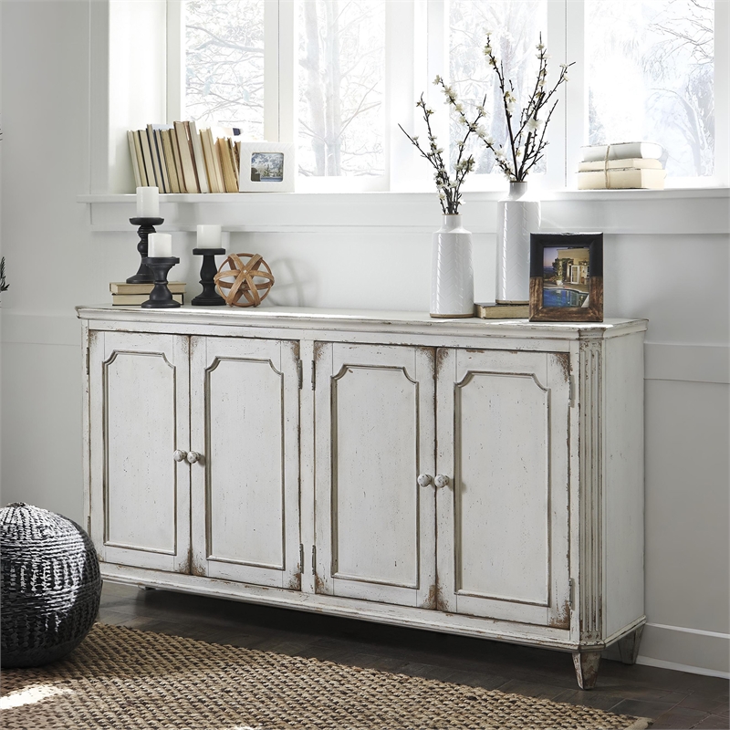 Ashley Furniture Mirimyn Engineered Wood Accent Cabinet in Antique White