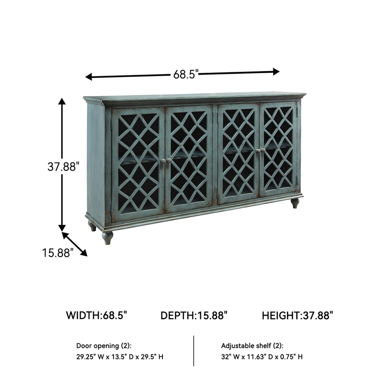 Ashley Furniture Mirimyn Engineered Wood Accent Cabinet in Antique Teal