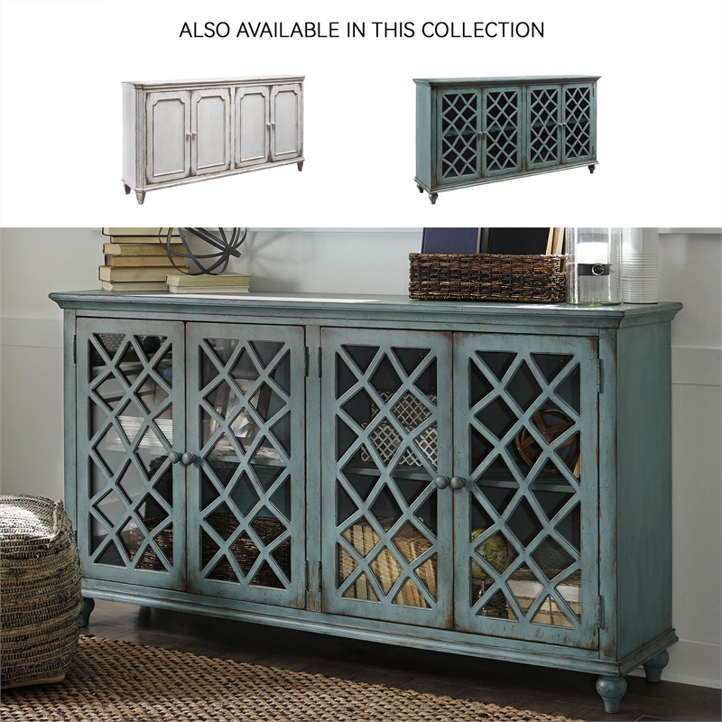 Ashley Furniture Mirimyn Engineered Wood Accent Cabinet in Antique Teal