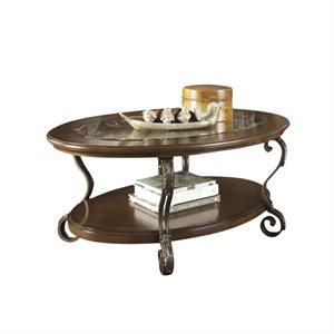 ashley furniture nestor oval coffee table in medium brown
