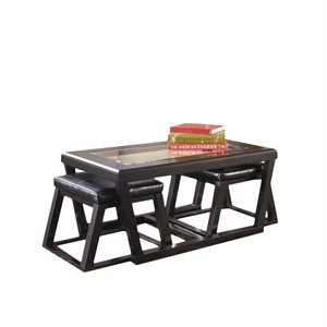ashley furniture kelton coffee table with 2 stools in espresso