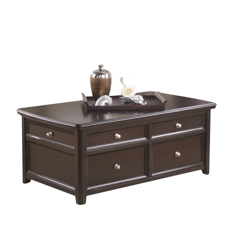 Ashley Carlyle Lift Top Coffee Table in Almost Black - T771-20
