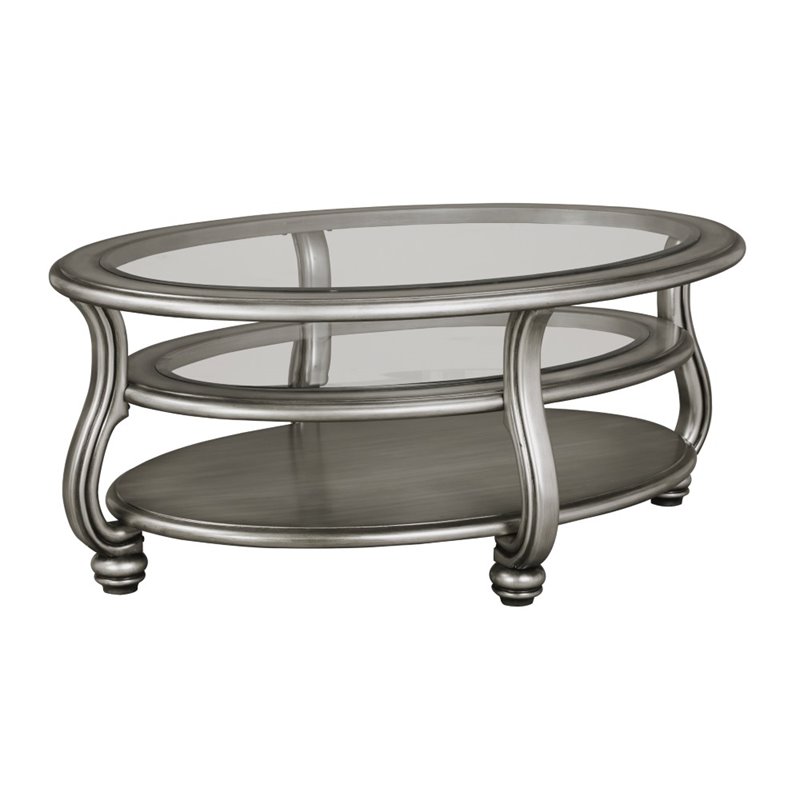 Ashley Furniture Coralayne Oval Coffee Table In Silver T820 0