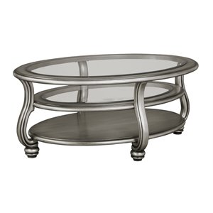 ashley furniture coralayne oval coffee table in silver