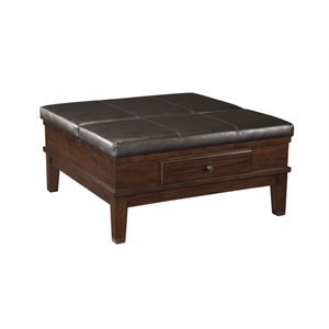 ashley furniture gately square coffee table ottoman in medium brown