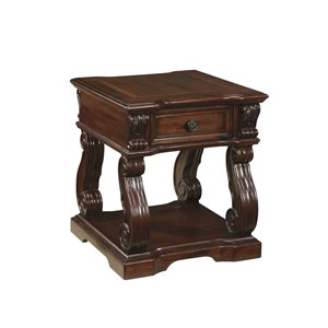 ashley furniture alymere square end table in rustic brown