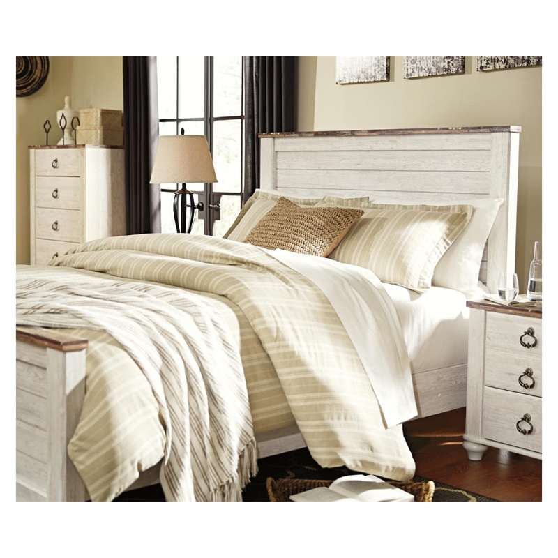 Signature Design by Ashley Willowton Queen Full Panel Headboard in Whitewash