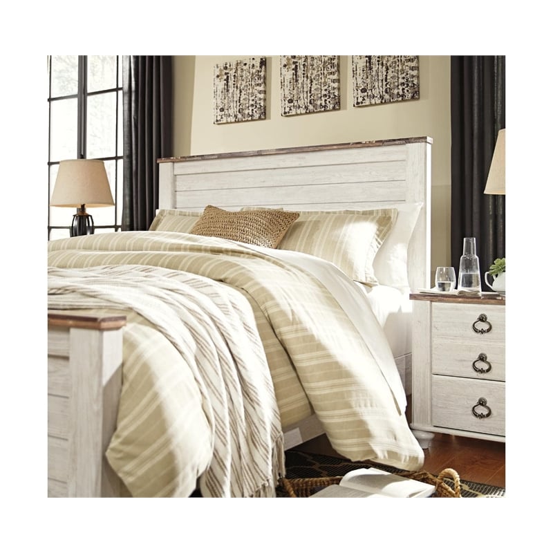 Signature Design by Ashley Willowton Queen Full Panel Headboard in Whitewash