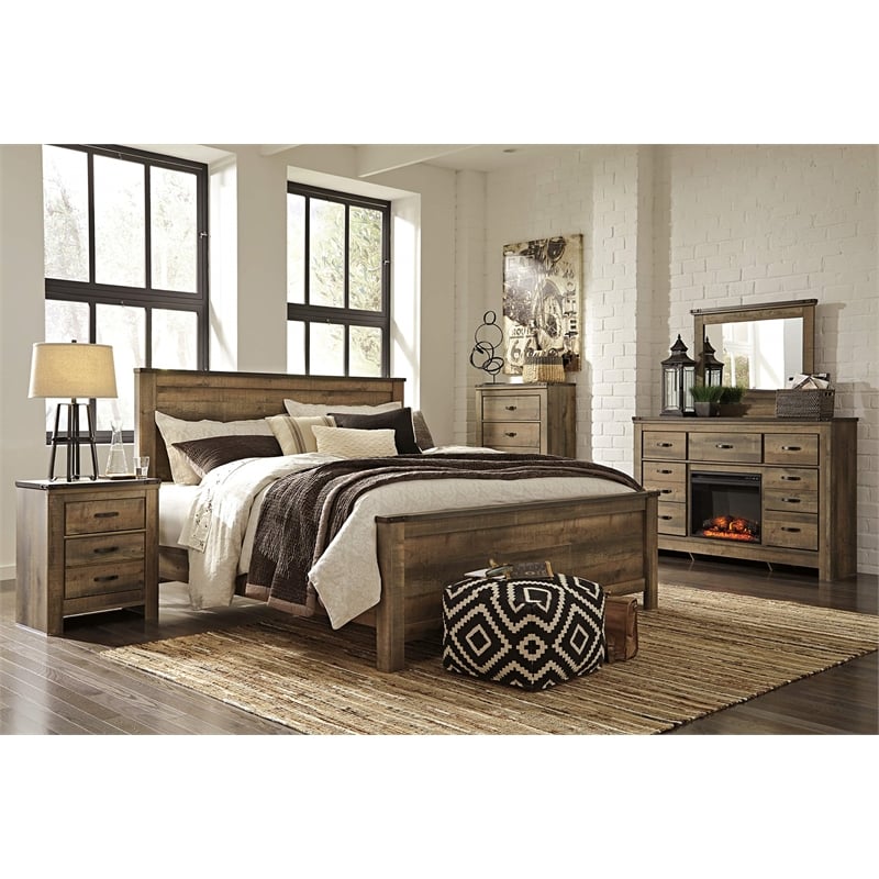 Signature Design by Ashley Trinell Wood California King Panel Headboard in Brown