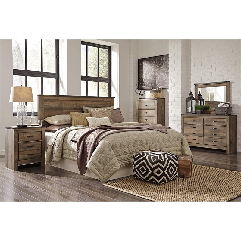 Signature Design by Ashley Trinell Wood California King Panel Headboard in Brown