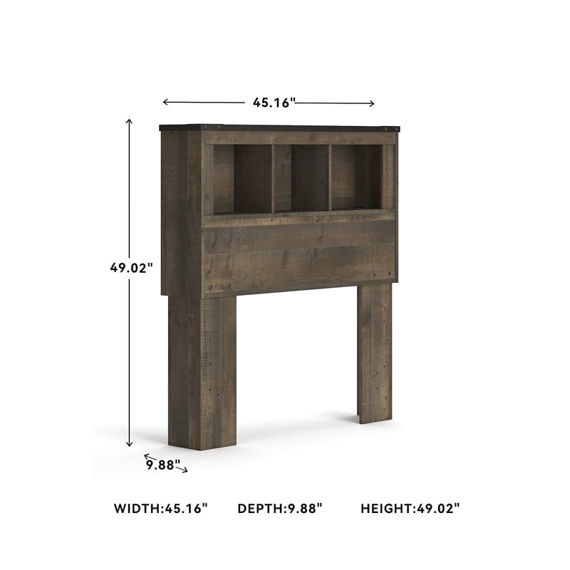 Signature Design by Ashley Trinell Wood Twin Bookcase Headboard in Brown