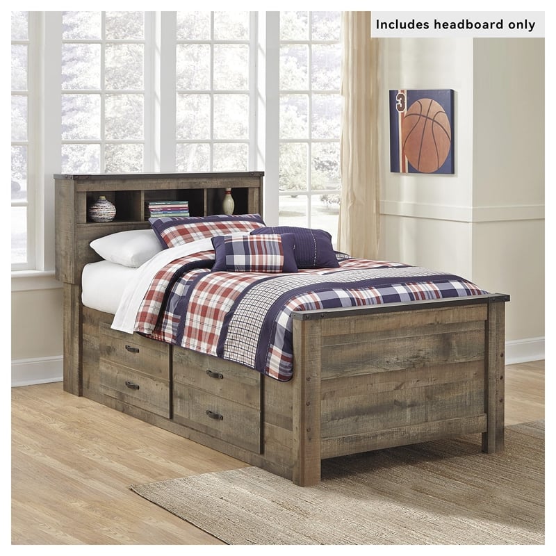 Signature Design by Ashley Trinell Wood Twin Bookcase Headboard in Brown