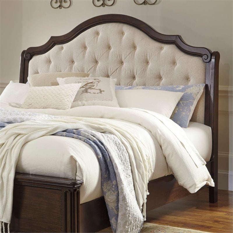 Ashley Moluxy Queen Upholstered Sleigh Headboard in Off White - B596-57