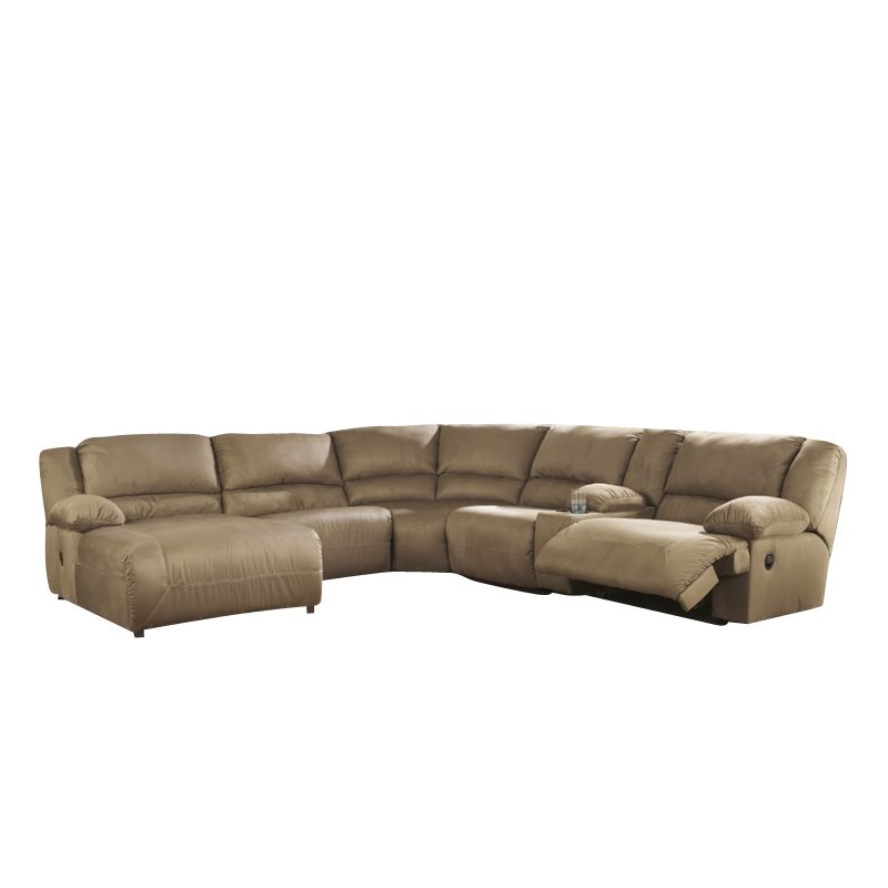 Ashley Hogan 6 Piece Reclining Right Facing Sectional In Mocha