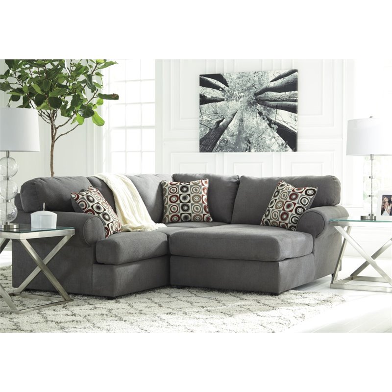 Ashley Furniture Jayceon 2 Piece Right Facing Sectional in Steel 649026617KIT