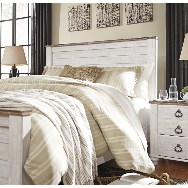 Ashley Furniture Willowton Queen Panel Bed In Whitewash B267 54