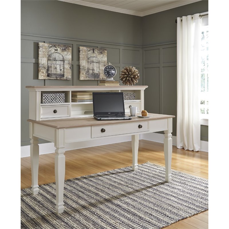 Ashley Sarvanny Computer Desk with Hutch in White H5834448KIT