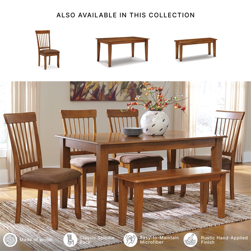 Ashley Berringer Microfiber Upholstered Dining Side Chair in Rustic Brown