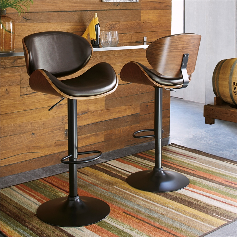 Ashley Furniture Bellatier Adjustable Faux Leather Upholstered Barstool in Black