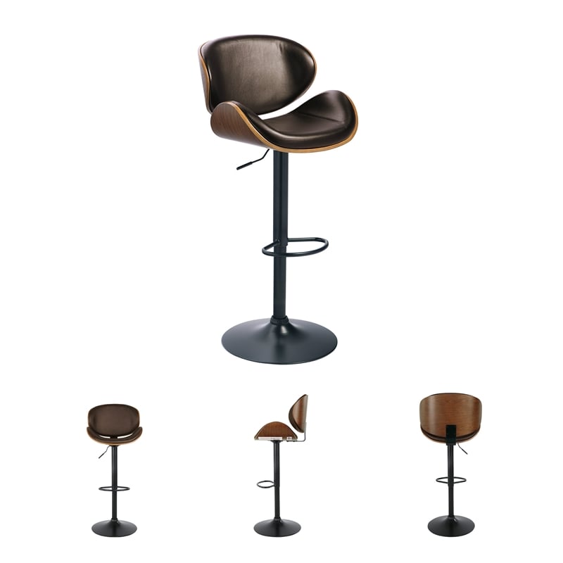 Ashley Furniture Bellatier Adjustable Faux Leather Upholstered Barstool in Black