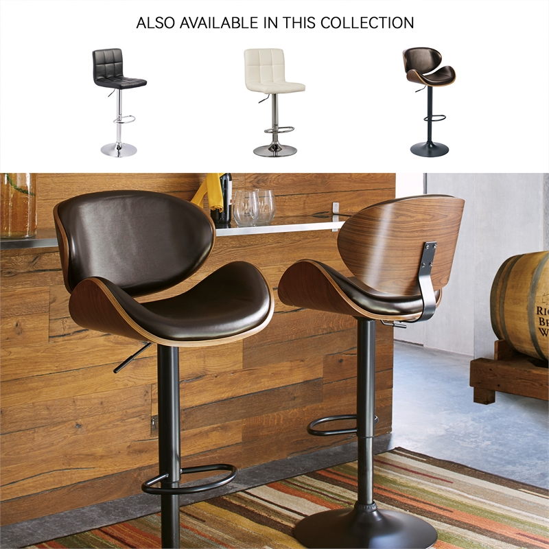 Ashley Furniture Bellatier Adjustable Faux Leather Upholstered Barstool in Black