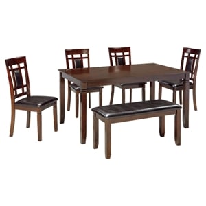Signature Design by Ashley Bennox 6-Piece Engineered Wood Dining Set in Brown
