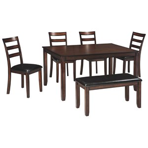 ashley furniture coviar 6 piece engineered wood dining set in brown