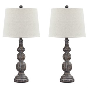 ashley furniture mair poly-resin table lamp in antique black (set of 2)