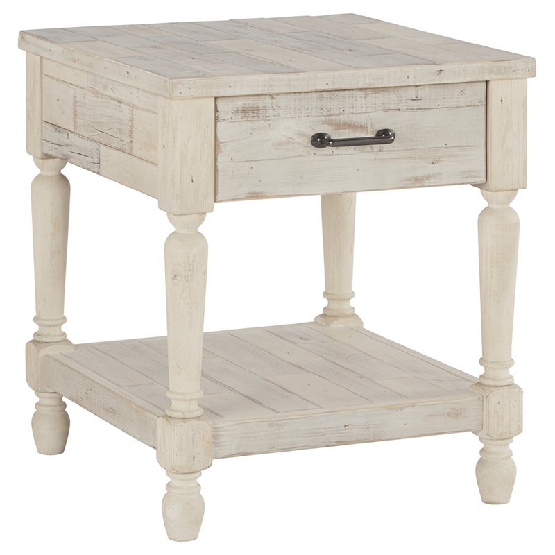 Ashley Furniture Shawnalore Rectangular End Table In Whitewash