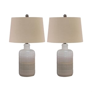 Signature Design by Ashley Marnina Ceramic Table Lamp in Taupe (Set of 2)