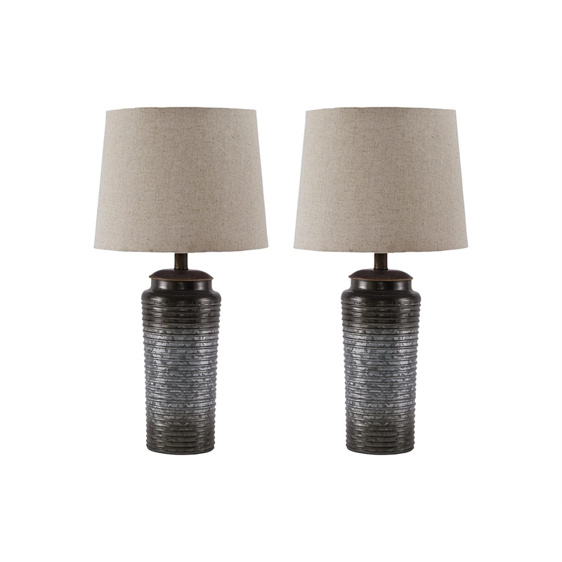 Signature Design by Ashley Norbert Metal Table Lamp in Gray (Set of 2)