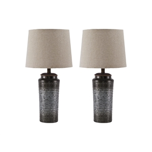 Signature Design by Ashley Norbert Metal Table Lamp in Gray (Set of 2)