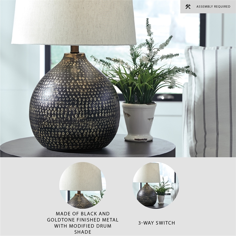Signature Design by Ashley Maire Metal Table Lamp in Black and Gold
