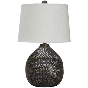 ashley furniture maire metal table lamp in black and gold