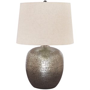 signature design by ashley magalie metal table lamp in antique silver