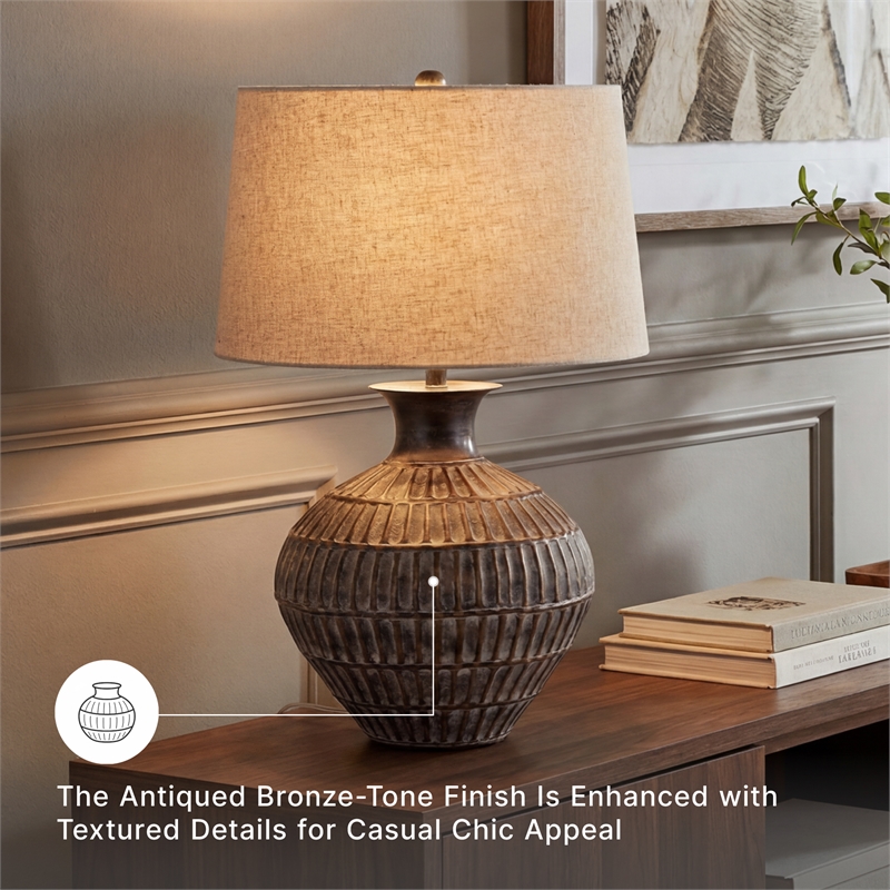 Signature Design by Ashley Magan Metal Table Lamp in Antique Bronze