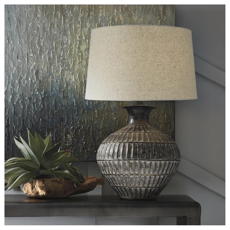 Signature Design by Ashley Magan Metal Table Lamp in Antique Bronze