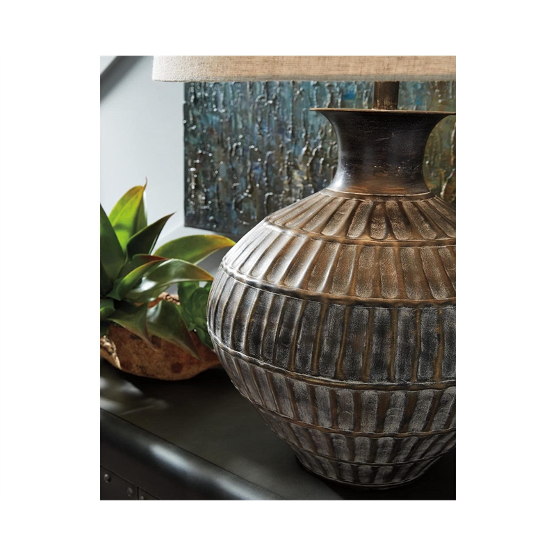 Signature Design by Ashley Magan Metal Table Lamp in Antique Bronze