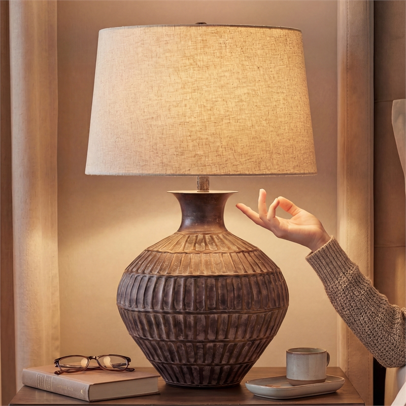 Signature Design by Ashley Magan Metal Table Lamp in Antique Bronze