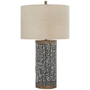 ashley furniture dayo metal table lamp in gray and gold