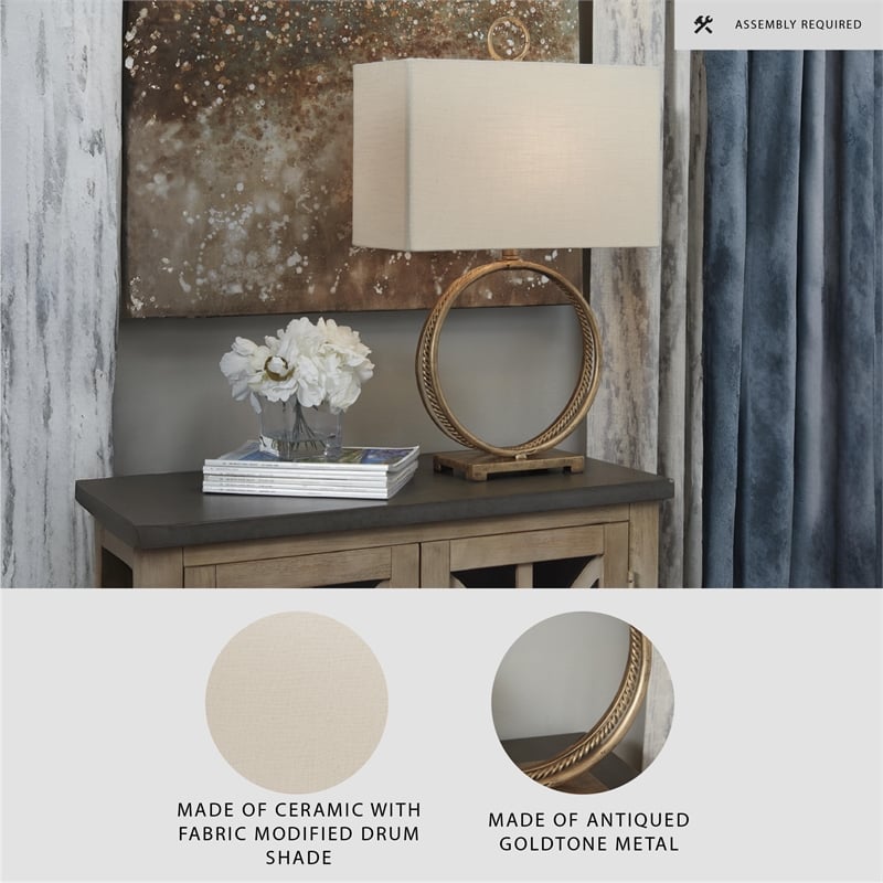 Signature Design by Ashley Mahala Metal Table Lamp in Antique Gold