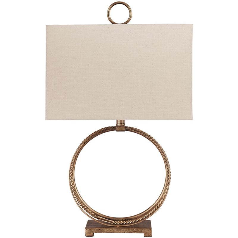 Signature Design by Ashley Mahala Metal Table Lamp in Antique Gold