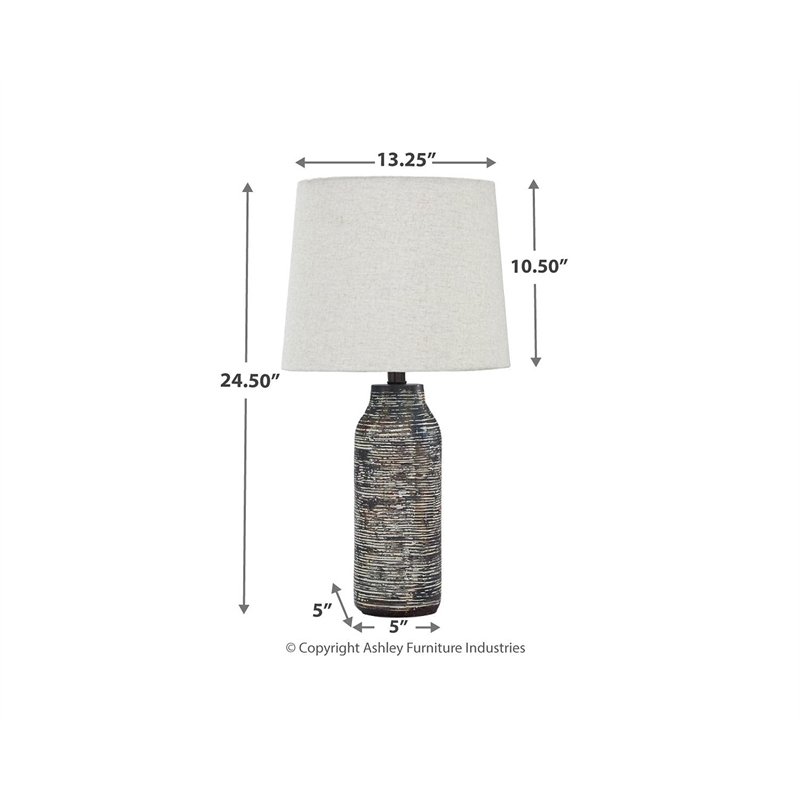 Signature Design by Ashley Mahima Paper Table Lamp in Black and White (Set of 2)