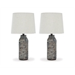 Signature Design by Ashley Mahima Paper Table Lamp in Black and White (Set of 2)